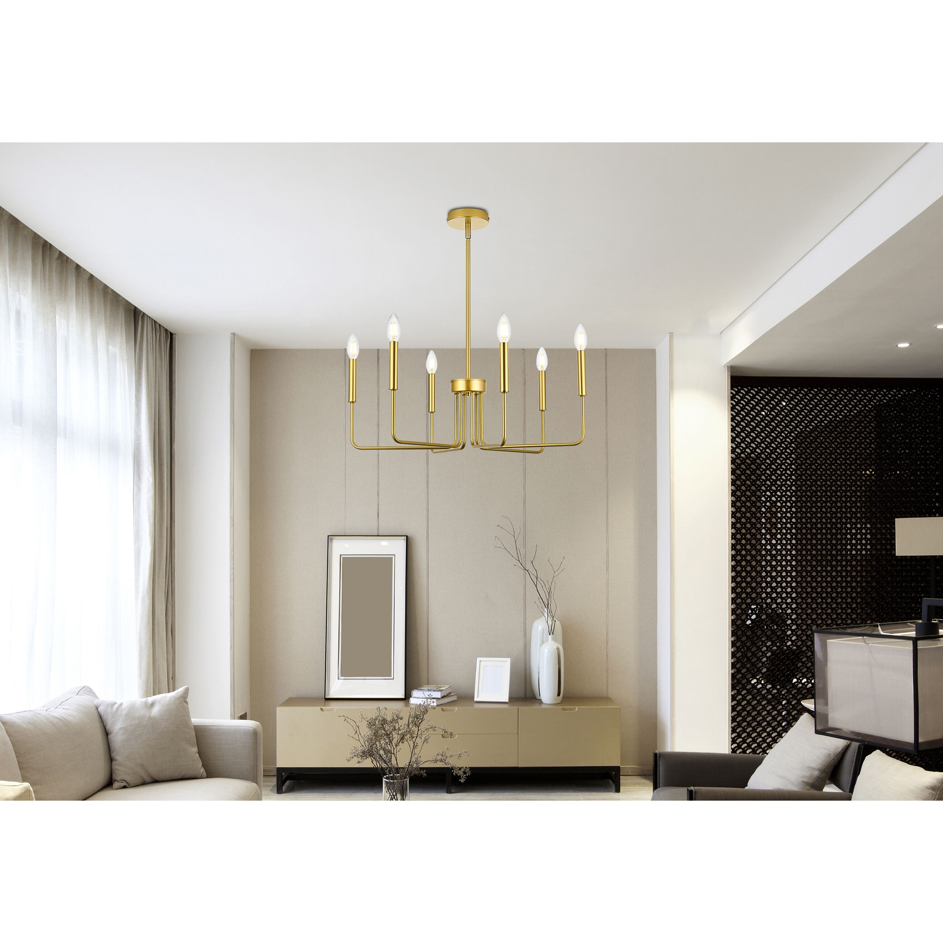 Willa 6 Light 26 inch Brass Pendant Ceiling Light