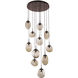 Cosmos LED LED 31.9 inch Beige Silver Chandelier Ceiling Light in Metallic Beige Silver, Clear Floret Inner with Bronze Cosmos Outer, 2700K LED, Round Multi-Port
