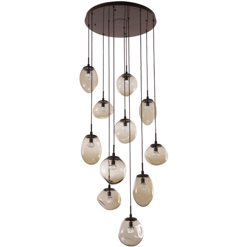 Cosmos LED LED 31.9 inch Flat Bronze Chandelier Ceiling Light in Clear Floret Inner with Bronze Cosmos Outer, 2700K LED, Round Multi-Port