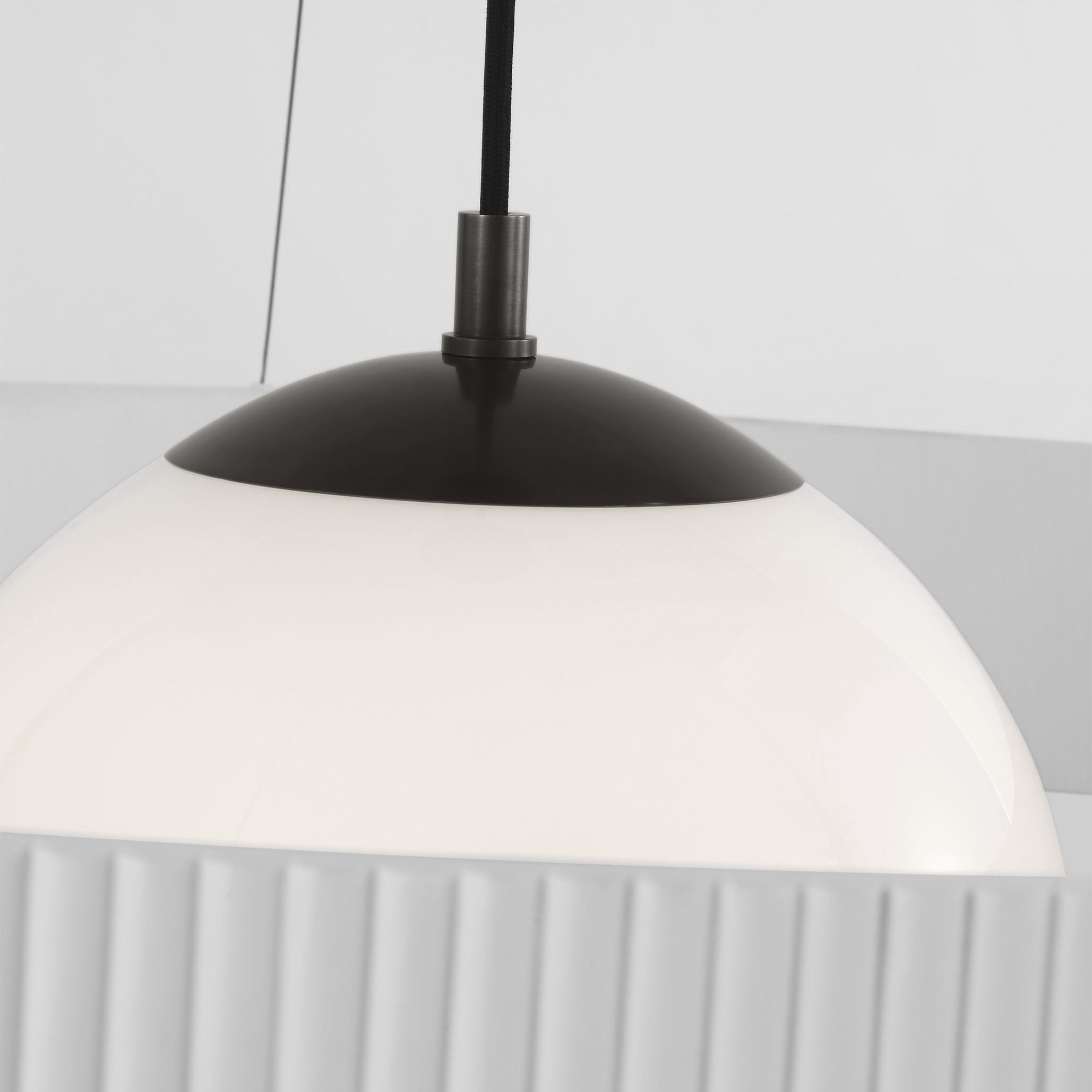 Windsor Smith Arena LED 42 inch Bronze and Matte White Ring and Globe Chandelier Ceiling Light