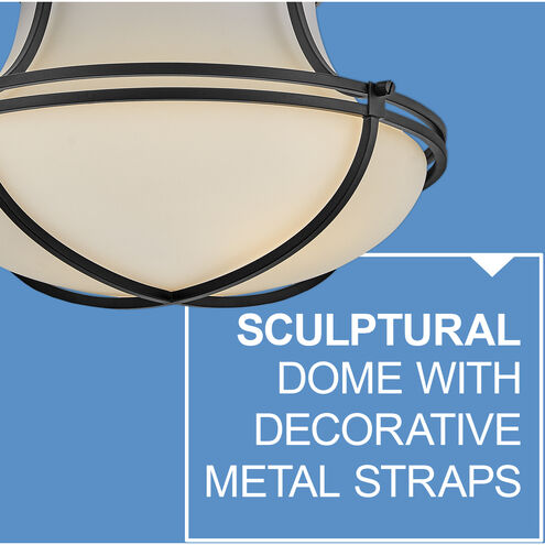 Saddler 3 Light 15.25 inch Black Flush Mount Ceiling Light