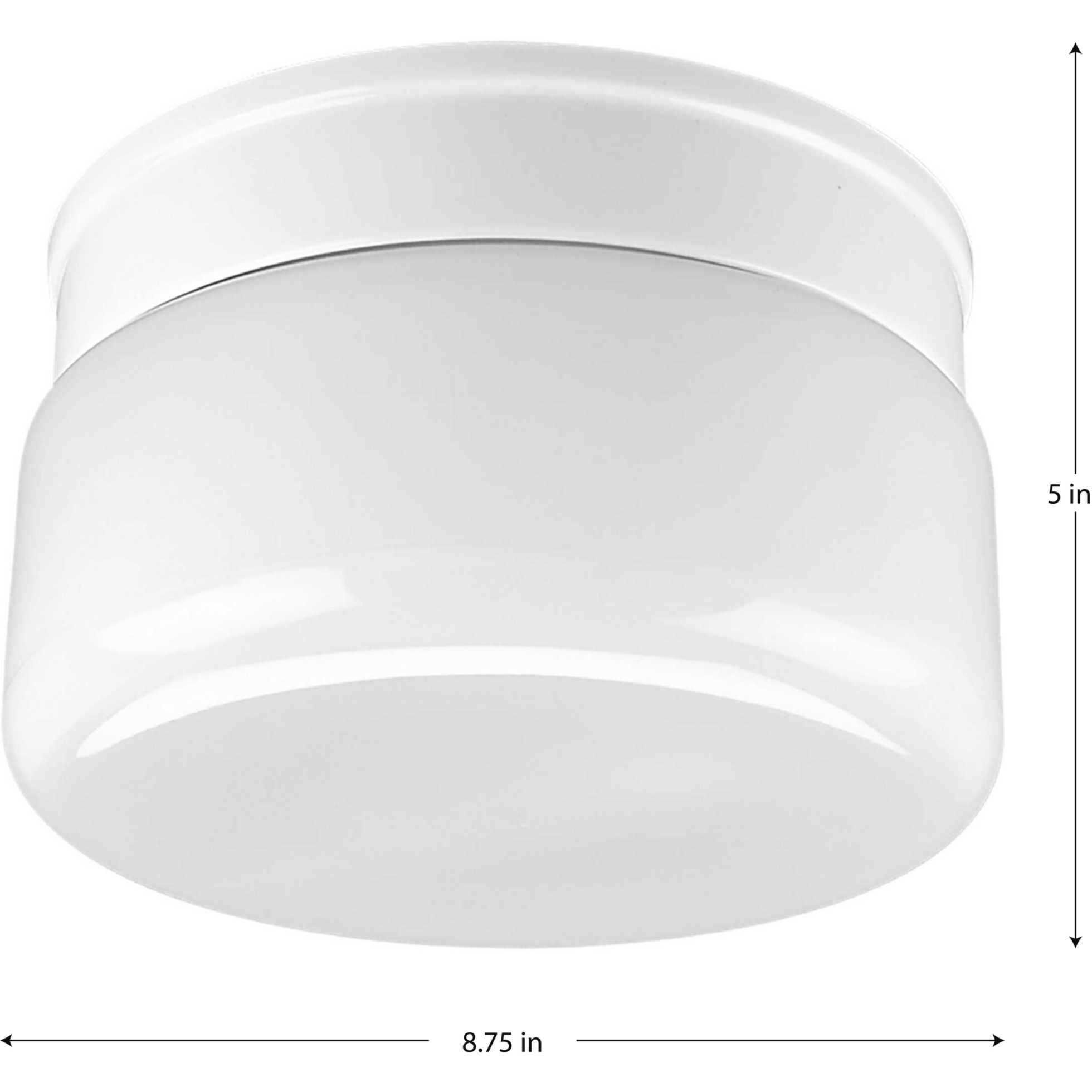 White Glass 2 Light 8.75 inch White Flush Mount Ceiling Light