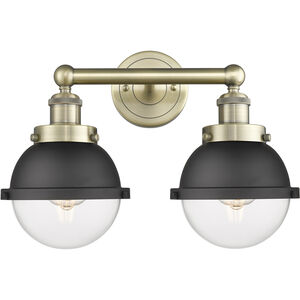 Hampden 2 Light 16.25 inch Antique Brass and Matte Black/Clear Bath Vanity Light Wall Light