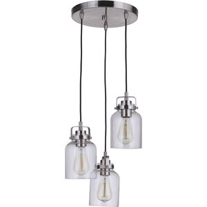 Foxwood 3 Light 12 inch Brushed Polished Nickel Pendant Ceiling Light