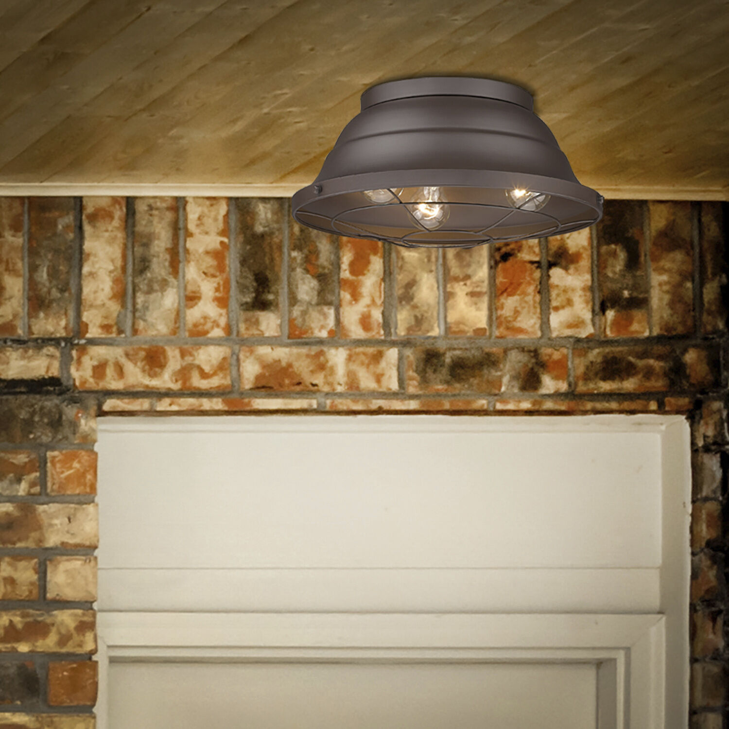 Bartlett 3 Light 7.75 inch Textured Bronze Outdoor Ceiling