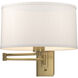 Simple 23 inch 100 watt Modern Brass Swing Arm Sconce Wall Light in Flax
