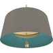 Williamsburg Custis 3 Light 15 inch Modern Brass Pendant Ceiling Light in Carter Gray With Mayo Teal