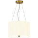 Pearce 3 Light 14 inch Aged Brass and Ivory Shade Pendant Ceiling Light