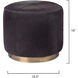 Thackeray 16 inch Espresso Hide & Antique Brass Metal Round Pouf