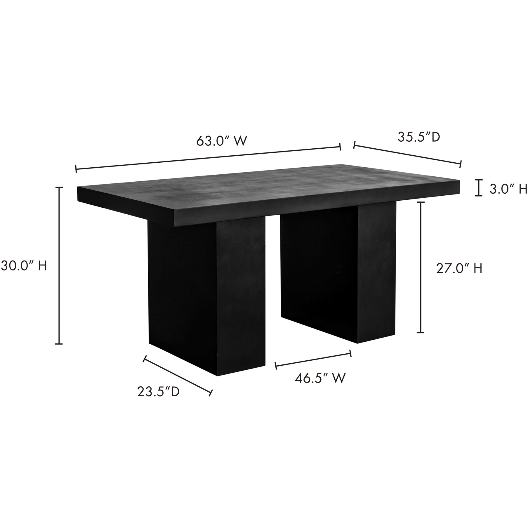 Aurelius 63 X 35.5 inch Black Outdoor Dining Table