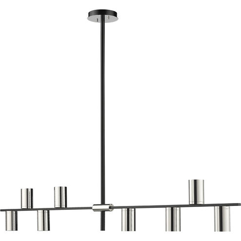 Calumet 8 Light 56 inch Matte Black and Polished Nickel Linear Chandelier Ceiling Light