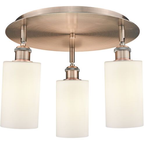 Clymer 3 Light 15.63 inch Antique Copper Flush Mount Ceiling Light in Matte White