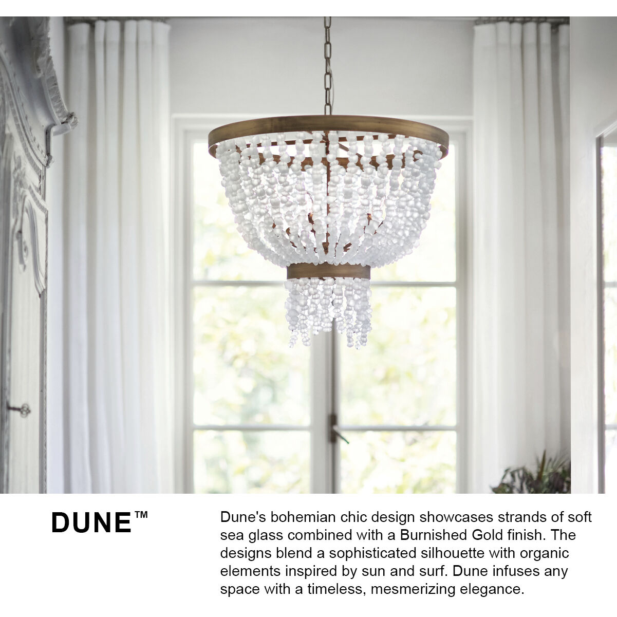 Dune LED 48 inch Burnished Gold Chandelier Ceiling Light, Linear & Oval