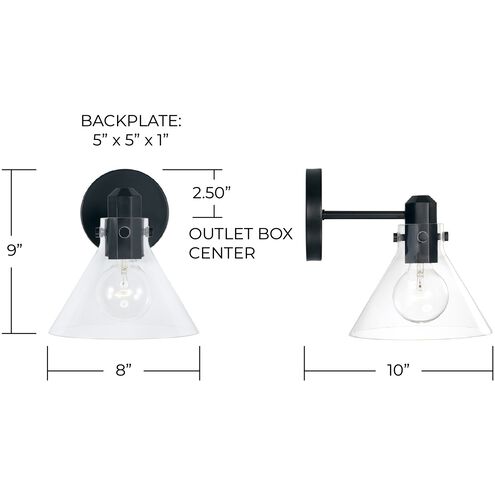 Greer 1 Light 8 inch Matte Black Sconce Wall Light