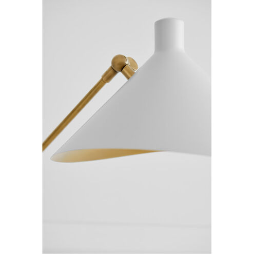 AERIN Mayotte 55.25 inch 60.00 watt Hand-Rubbed Antique Brass Offset Floor Lamp Portable Light in Matte White, Large