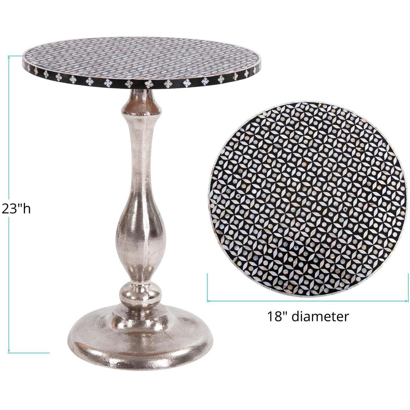Carter 23 X 18 inch Nickel/Black/White Martini Table