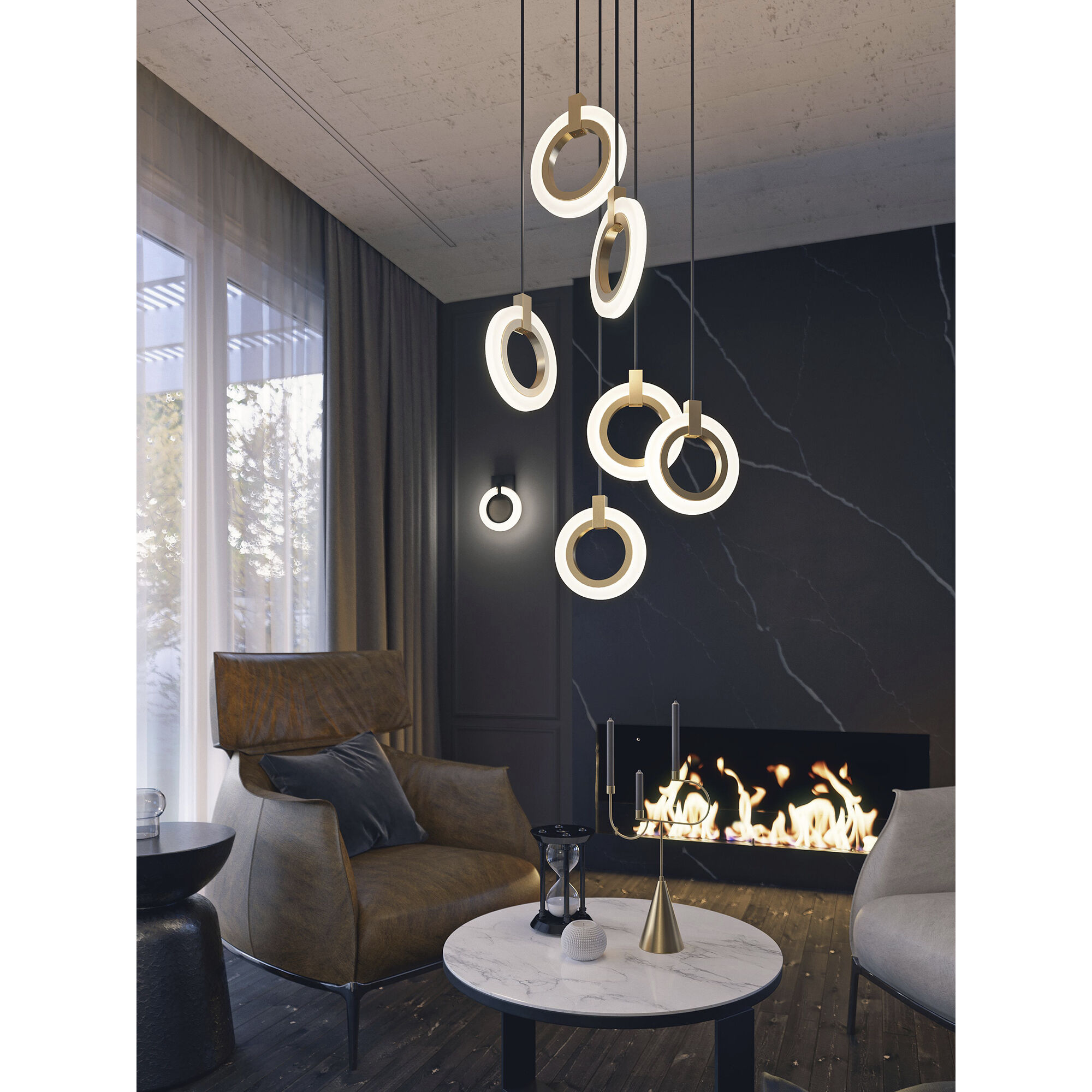 Halo LED 18 inch Light Antique Brass Multi-light Pendant Ceiling Light