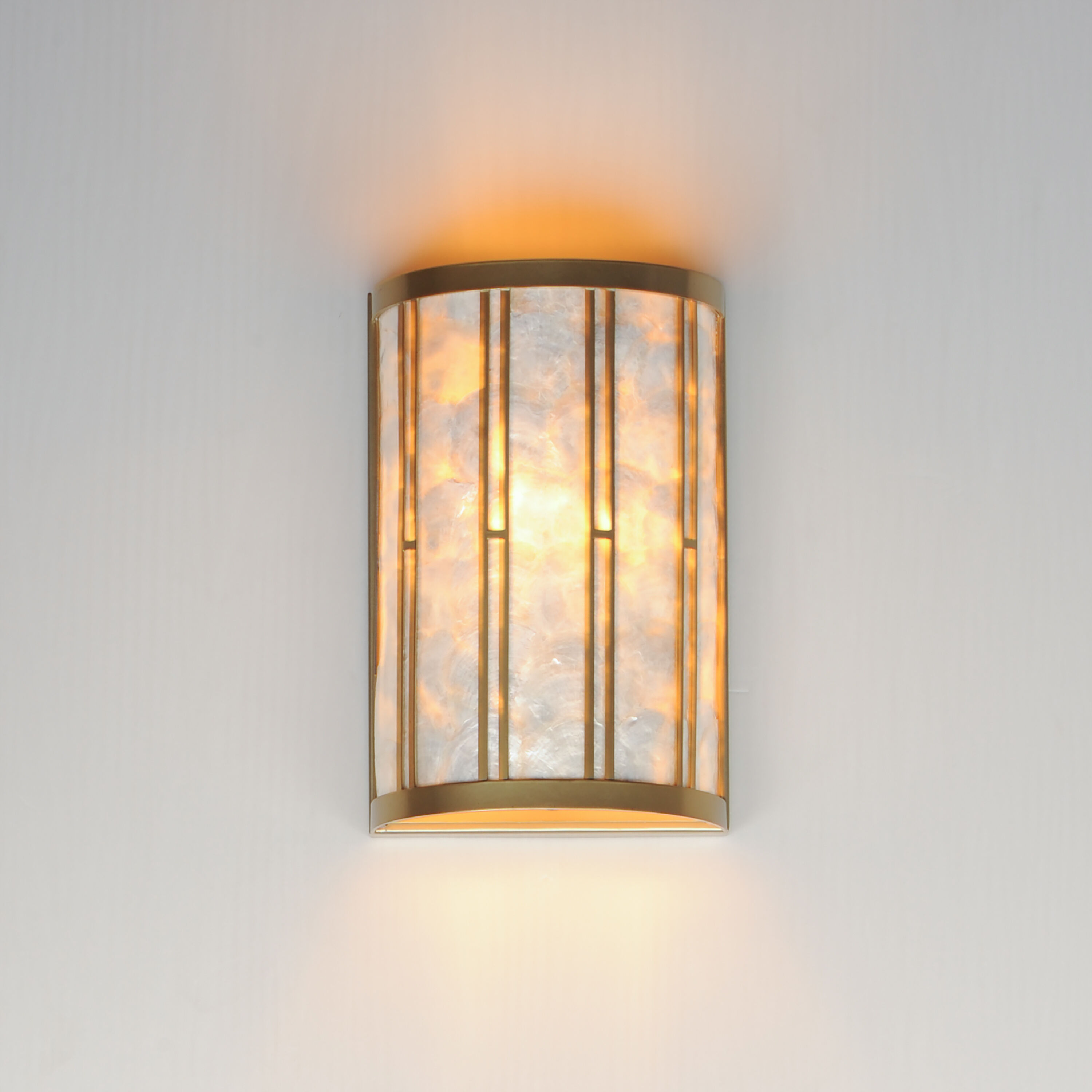 Miramar Wall Sconce Wall Light in Capiz and Natural Aged Brass