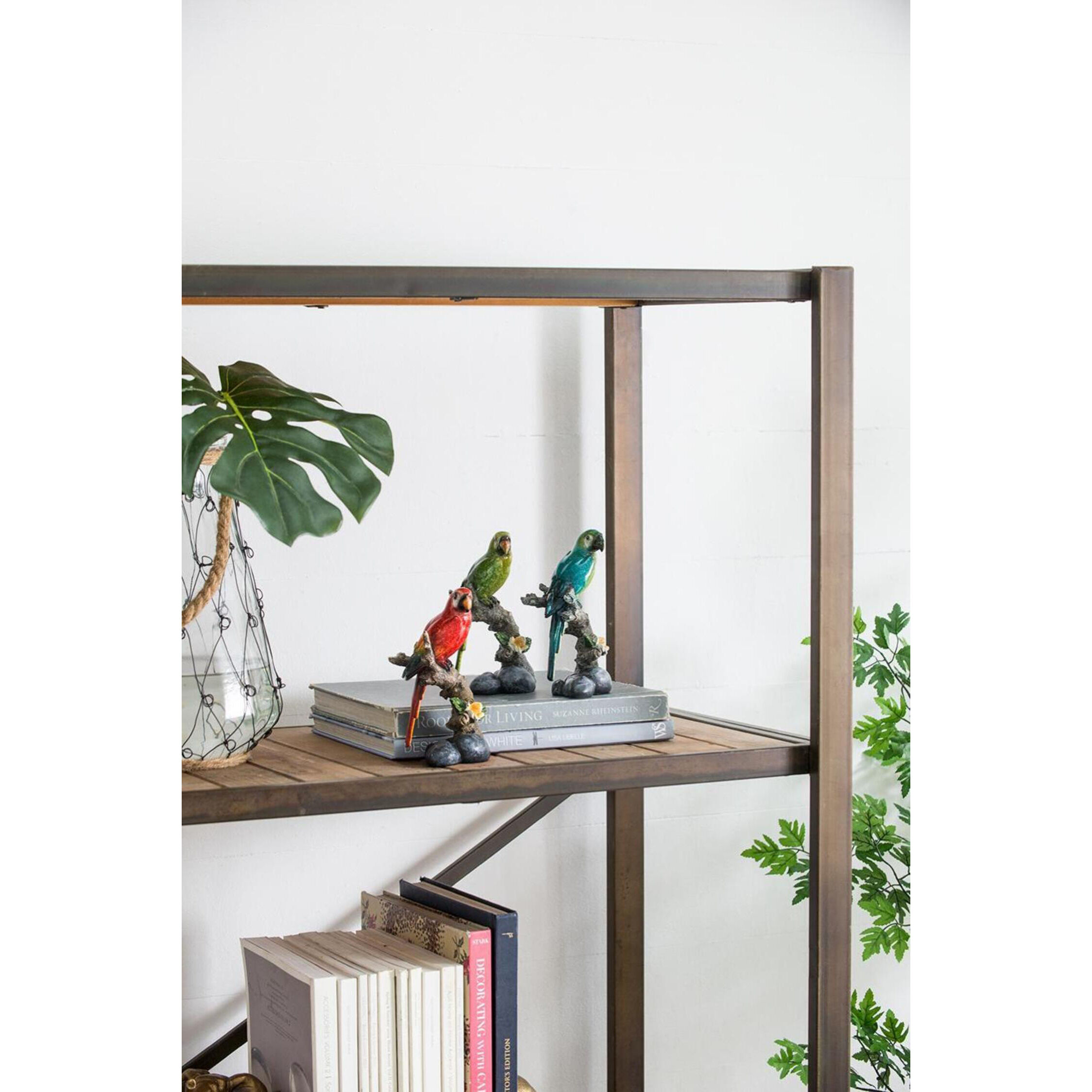 Macaw Brown and Multi-Color Figurine, Set of 3