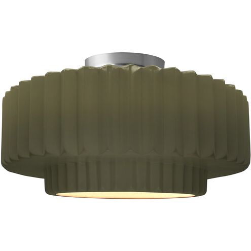 Radiance LED 16.5 inch Matte Green and Brushed Nickel Semi Flush Ceiling Light