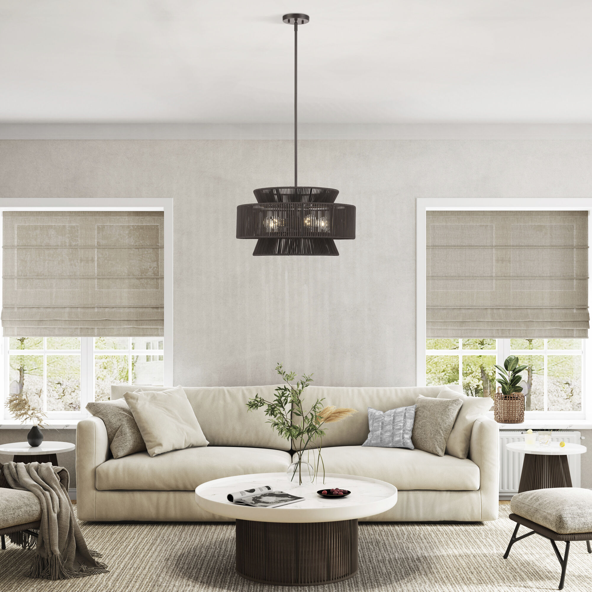 Florell 5 Light 22 inch English Bronze Pendant Chandelier Ceiling Light