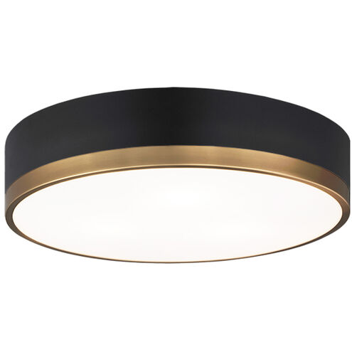 Trydor 3 Light 16 inch Black and Aged Gold Brass Flush Mount Ceiling Light