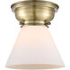 Aditi Large Cone 1 Light 8 inch Antique Brass Flush Mount Ceiling Light in Incandescent, Matte White Glass, Aditi