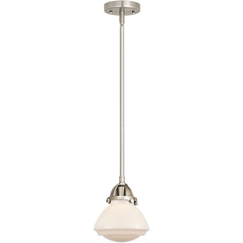 Nouveau 2 Olean 1 Light 6.75 inch Brushed Satin Nickel Mini Pendant Ceiling Light in Incandescent, Matte White