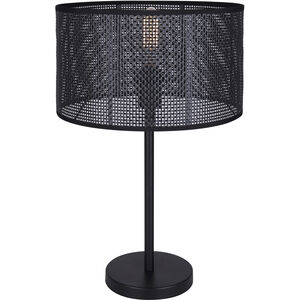 Bellamy 22 inch 100.00 watt Matte Black Table Lamp Portable Light in Black Faux Rattan