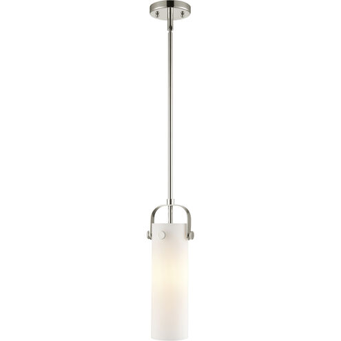 Pilaster II Cylinder 1 Light 5 inch Polished Nickel Pendant Ceiling Light in Matte White Glass