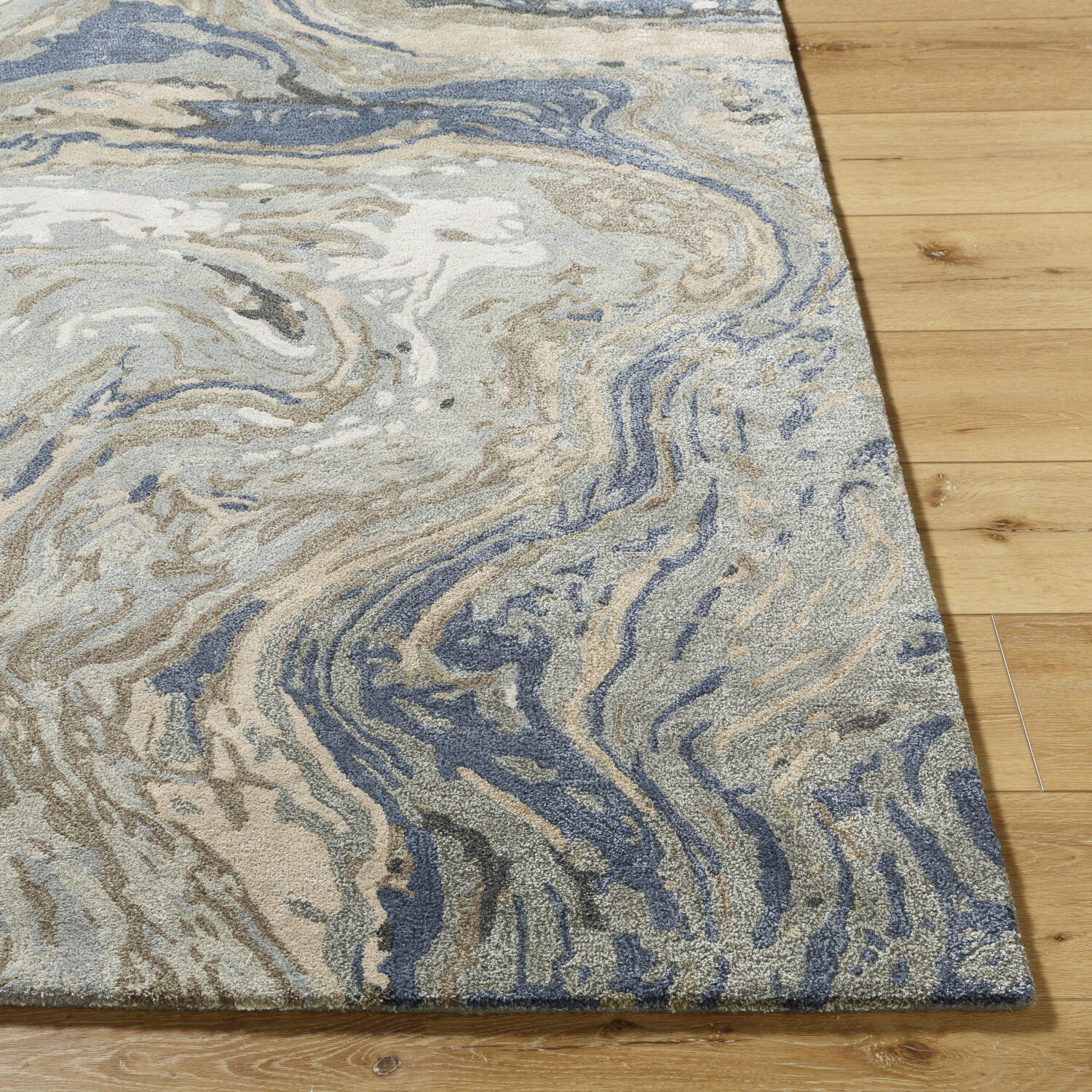 Kavita 96 X 96 inch Prairie Dust / Walnut / Metallic - Silver / Khaki / Ash / Beetle Blue / Lunar Green Handmade Rug in 8 Ft Round