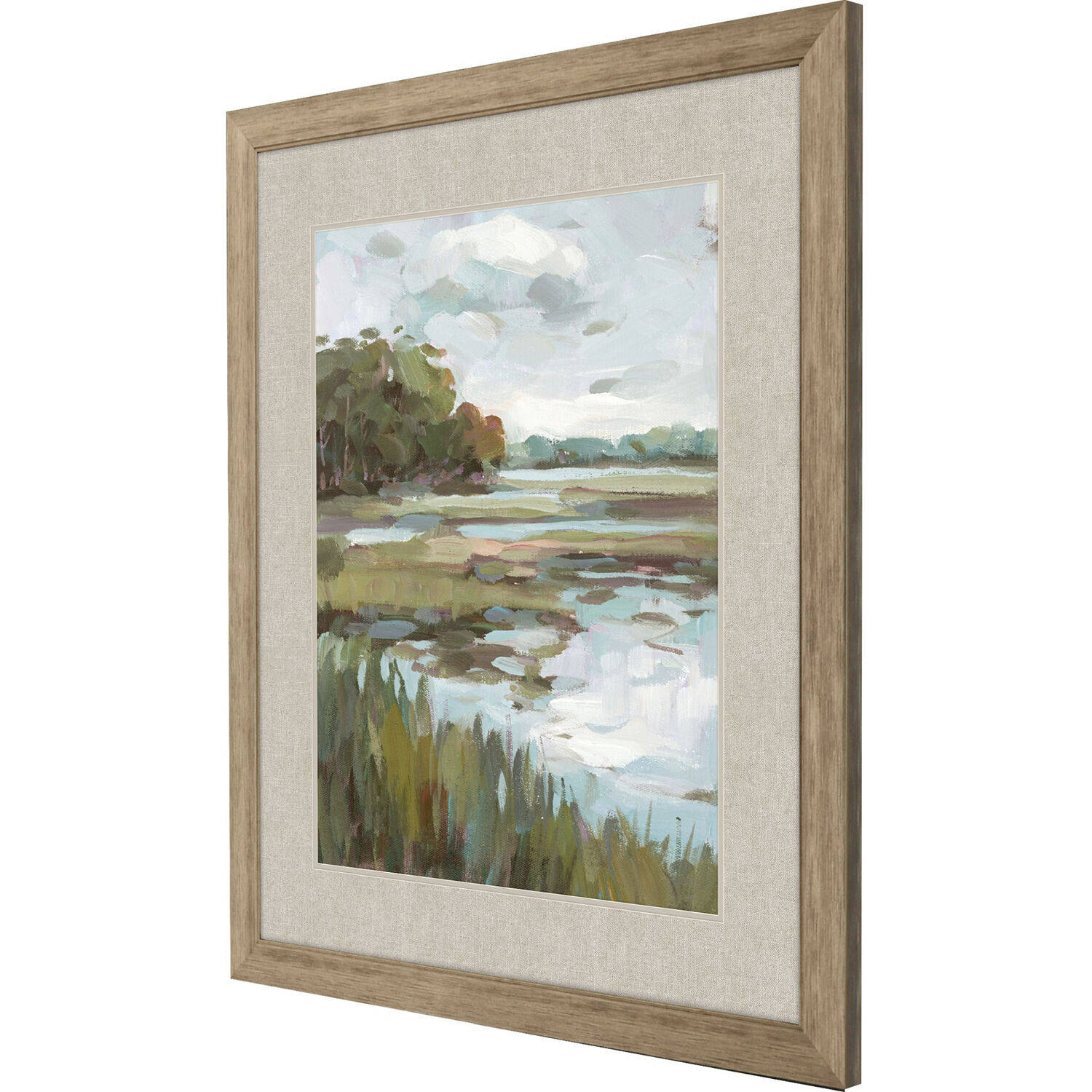 Riverside View Blue and Green and Teal and White Framed Art