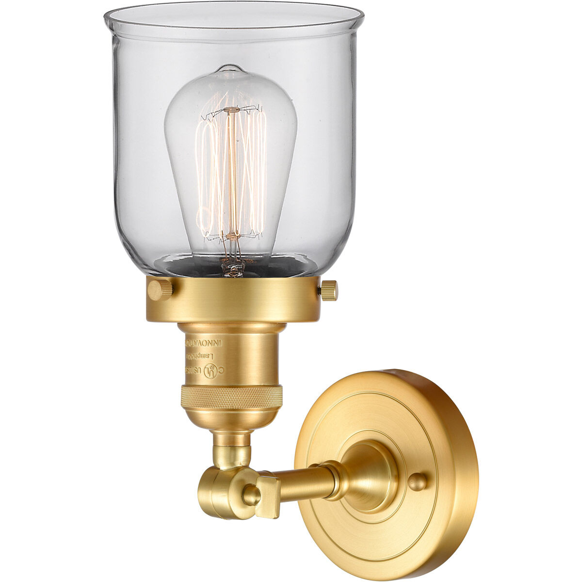 Franklin Restoration Small Bell LED 5 inch Satin Gold Sconce Wall Light in Clear Glass, Franklin Restoration