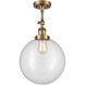 Franklin Restoration XX-Large Beacon 1 Light 12 inch Brushed Brass Semi-Flush Mount Ceiling Light in Clear Glass, Franklin Restoration