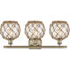 Ballston Farmhouse Rope LED 26 inch Antique Brass Bath Vanity Light Wall Light in Clear Glass with Brown Rope, Ballston