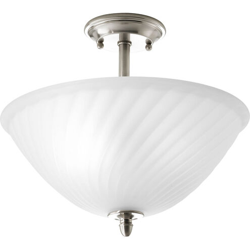 Kensington 2 Light 14 inch Brushed Nickel Close-to-Ceiling Ceiling Light in Swirl Etched Glass