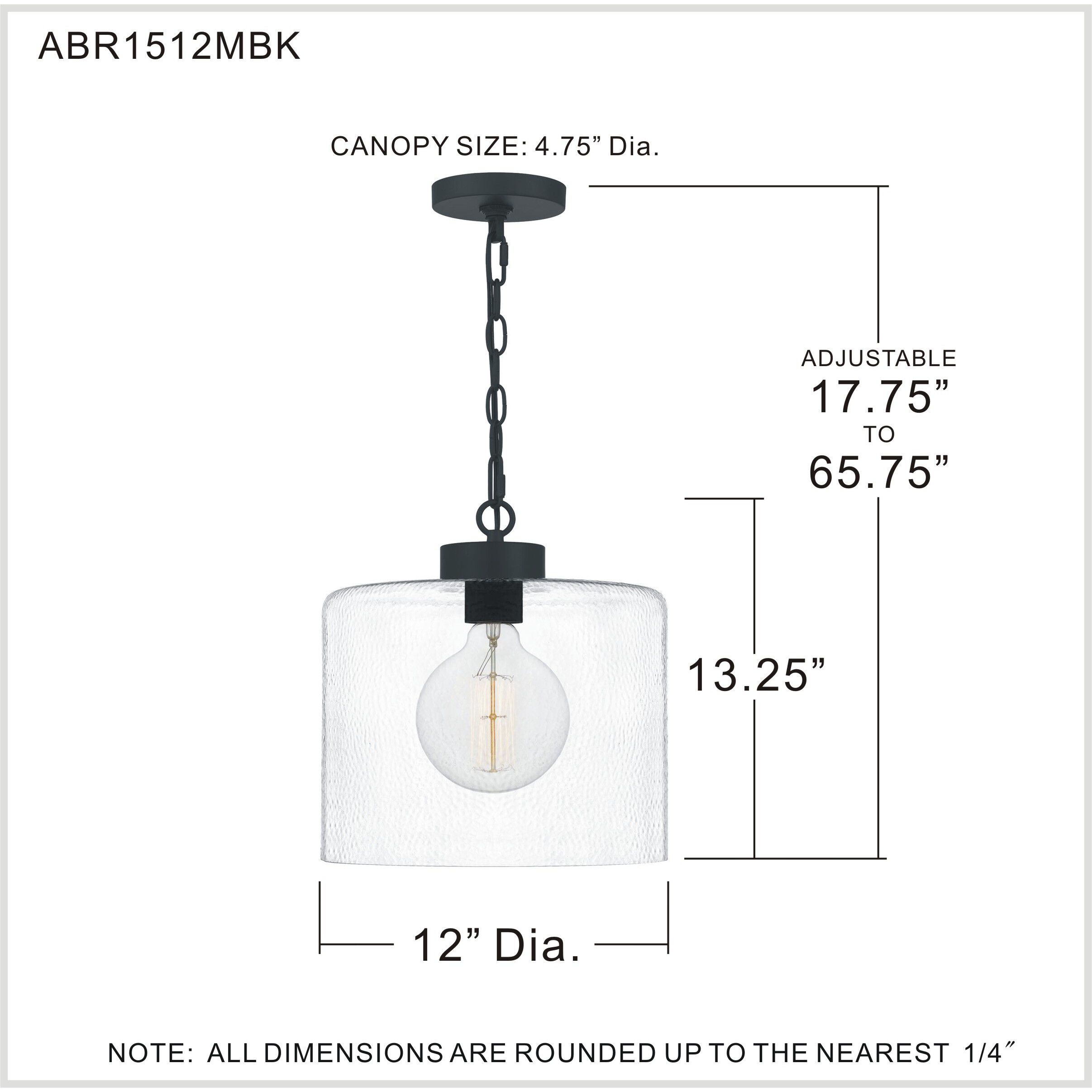 Abner 1 Light 12 inch Matte Black Mini Pendant Ceiling Light