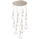 Rain Drop LED Beige Silver Chandelier Ceiling Light, Multi-Port