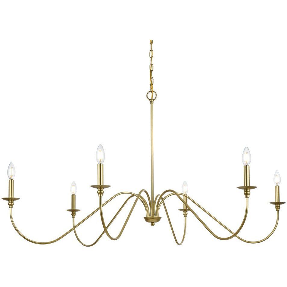 Rohan 6 Light 54 inch Brass Chandelier Ceiling Light