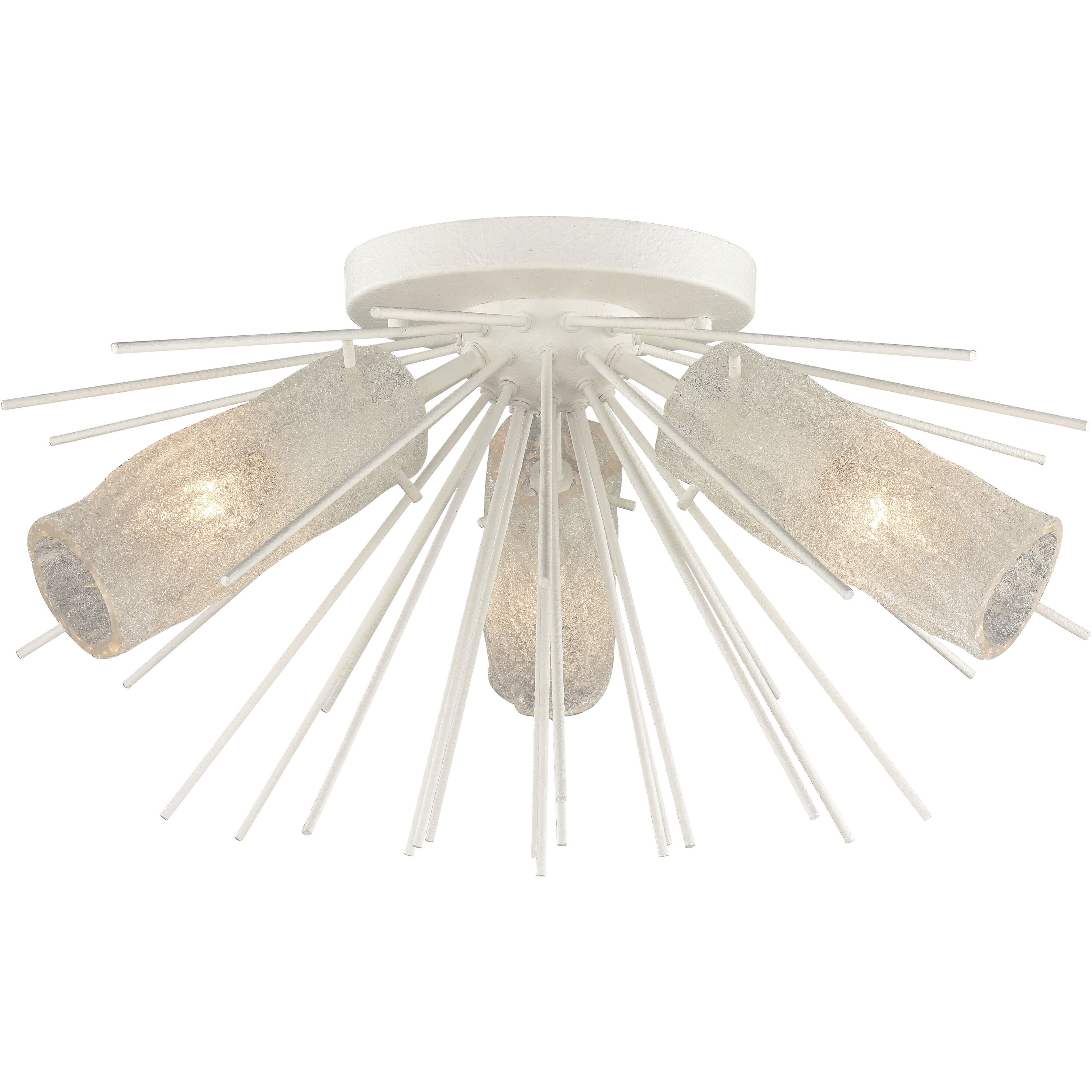 Sea Urchin 3 Light 20 inch White Coral Semi Flush Mount Ceiling Light