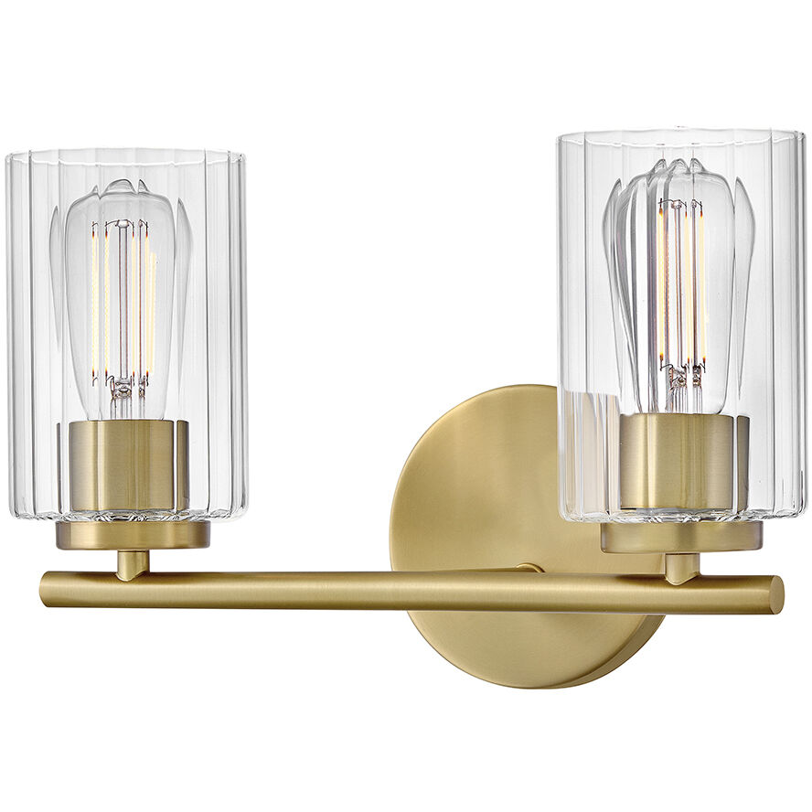 Leta 2 Light 13.75 inch Lacquered Brass Bath Light Wall Light