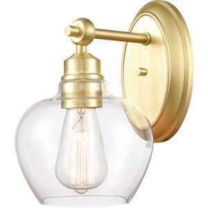 Amina 1 Light 7 inch Satin Brass Bath Vanity Light Wall Light in Clear Glass