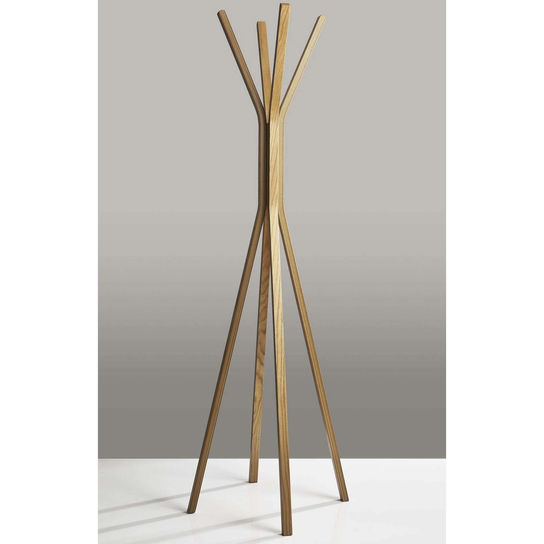 Toby 68 inch Plywood with Natural Oak Wood Veneer Coat Rack