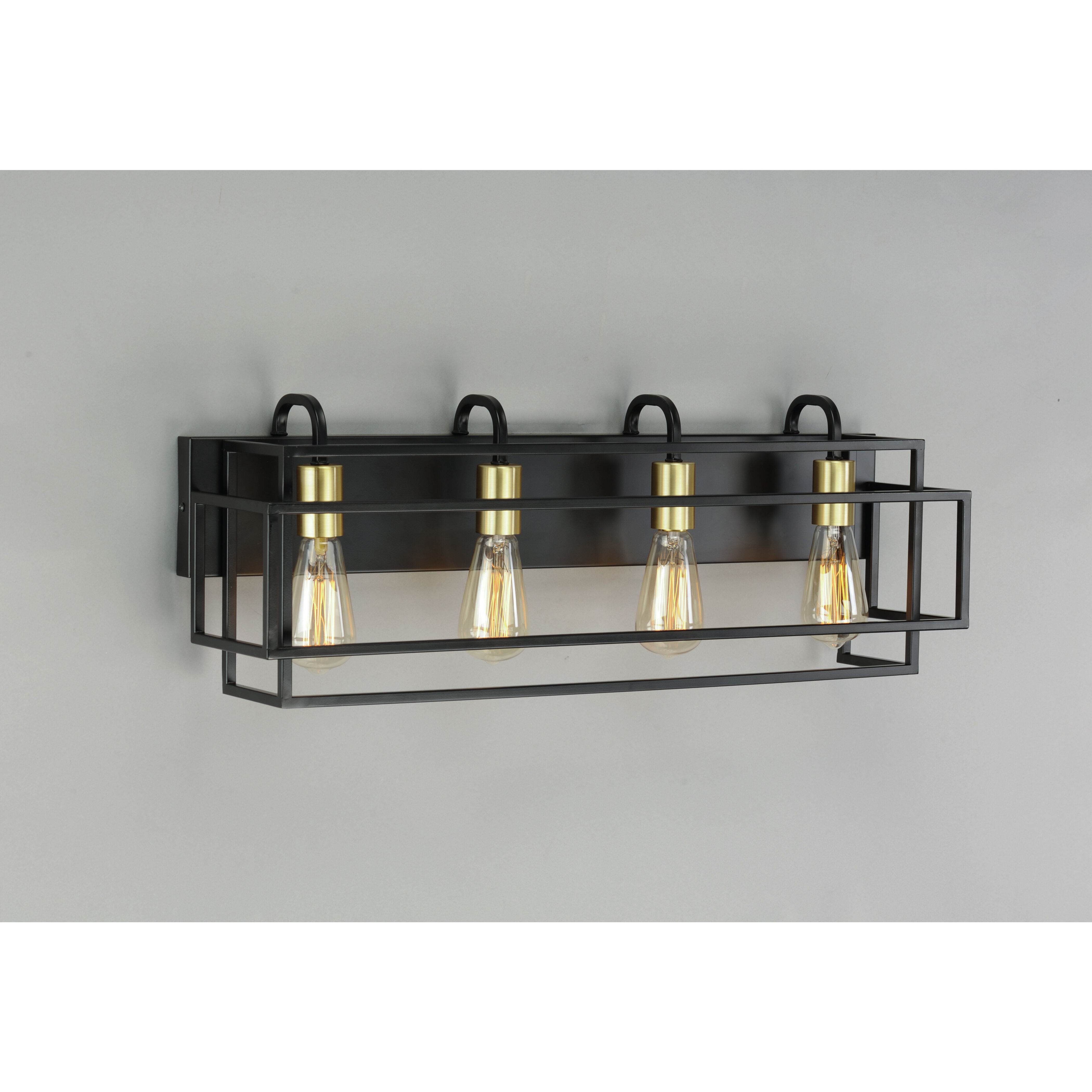 Liner 4 Light 29 inch Black/Satin Brass Bath Vanity Wall Light