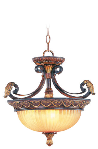 Villa Verona 3 Light 17 inch Verona Bronze with Aged Gold Leaf Accents Convertible Inverted Pendant/Ceiling Mount Ceiling Light