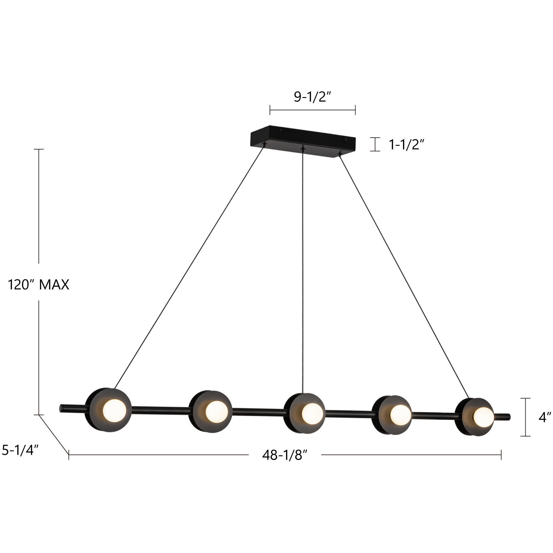 Elixir LED 48.13 inch Brushed Gold Linear Pendant Ceiling Light