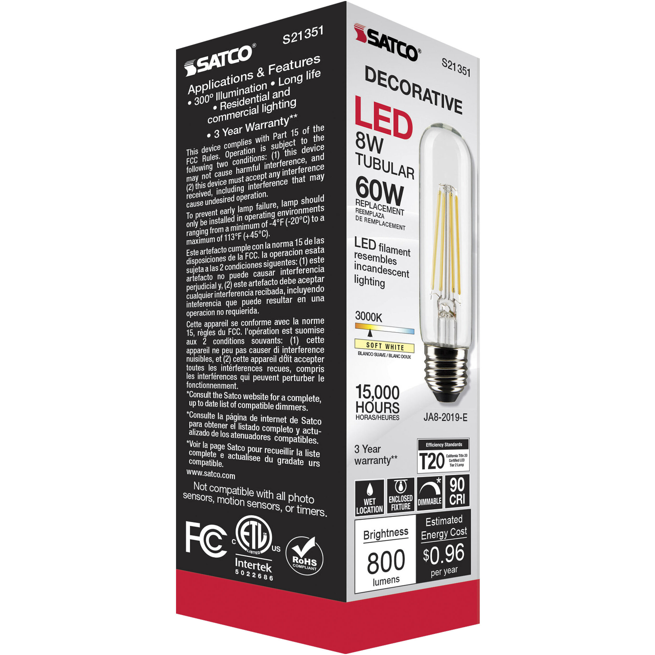 Lumos LED Medium Medium 8.00 watt 3000K LED Filament