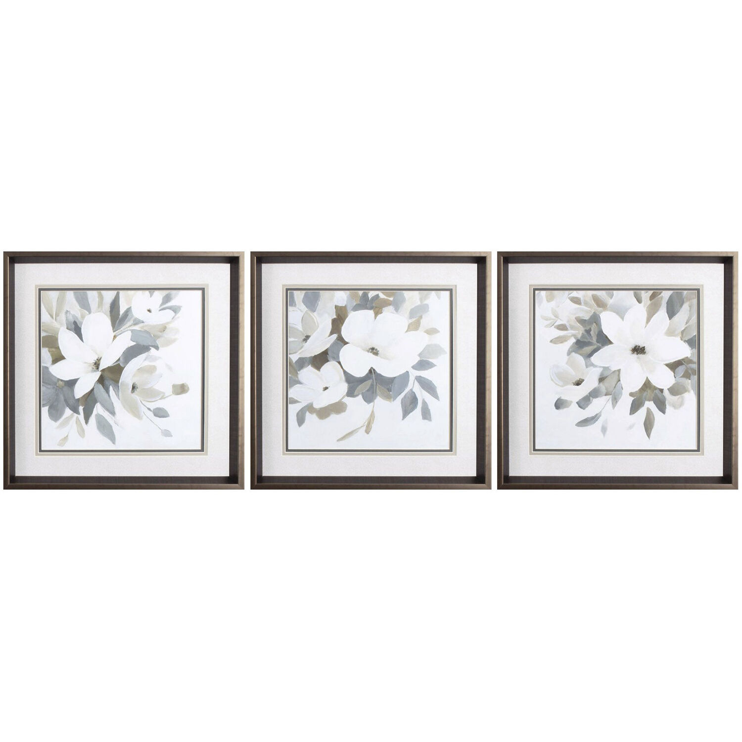 Florals Green and Black and White and Brown Framed Art, Propac