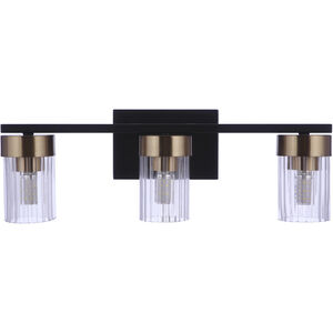 Bond Street 3 Light 19 inch Flat Black/Satin Brass Vanity Light Wall Light