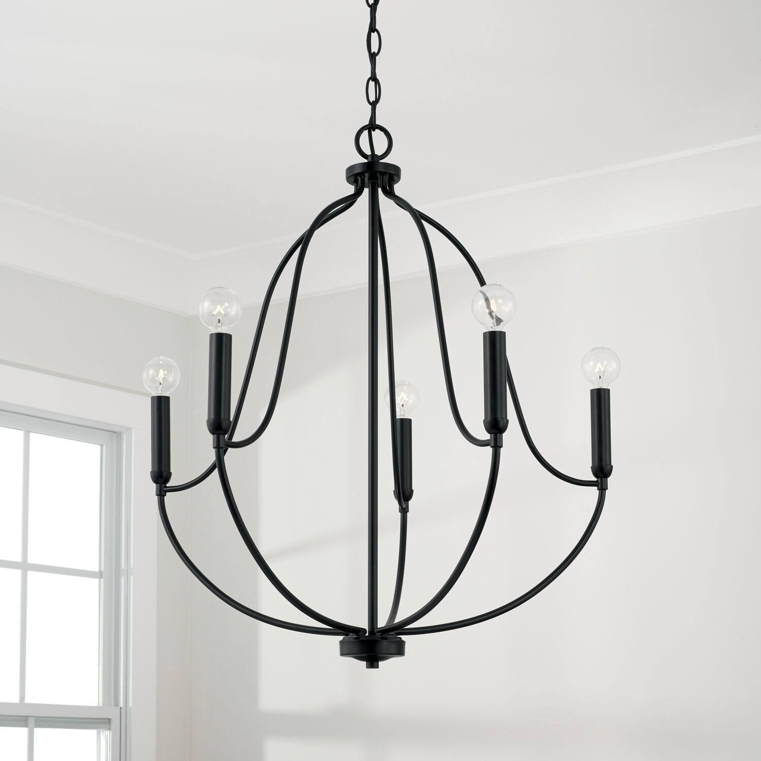 Madison 5 Light 25 inch Matte Black Chandelier Ceiling Light